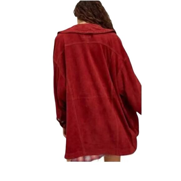 We The Free women's small Brooklyn Red goat suede leather Utility Jacket - Picture 2 of 12